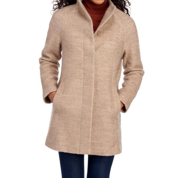 ANNE KLEIN Wool-Blend Boucle Winter Coat - Picture 5 of 12